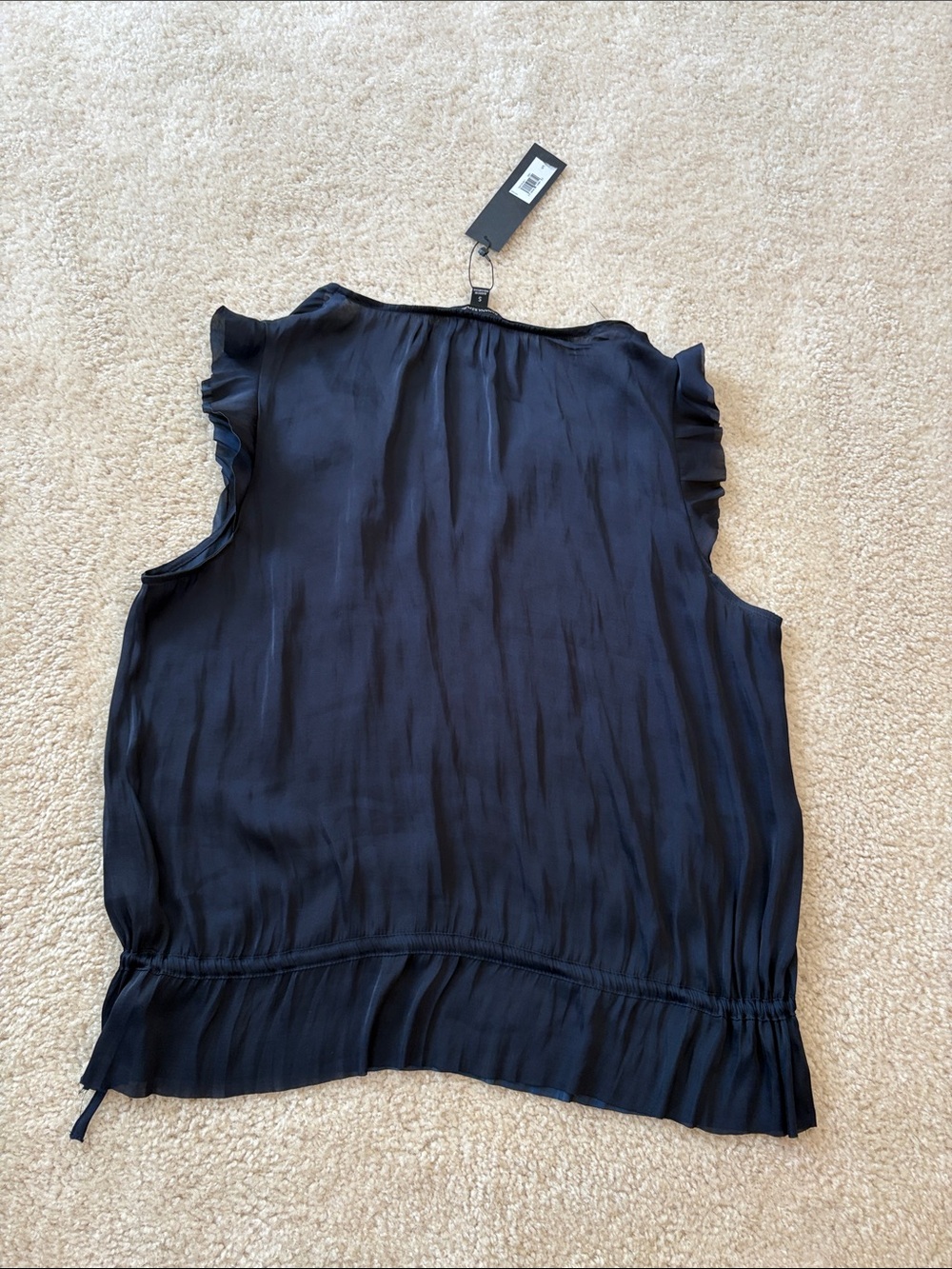 NWT Banana Republic Navy Ruffle Sleeve V-Neck Top Sz. S - Picture 2 of 4